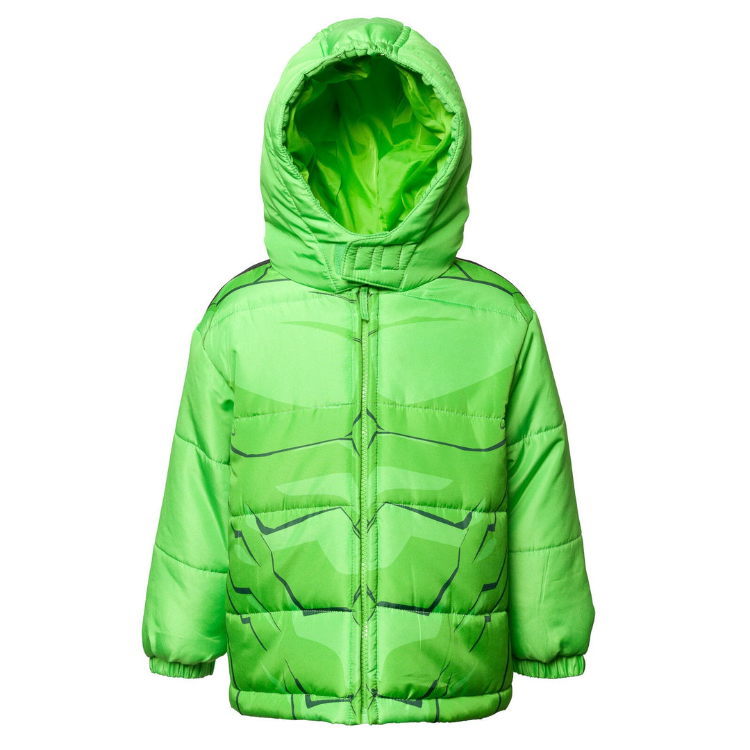 Marvel Avengers The Hulk Zip Up Winter Coat Puffer Jacket - imagikids