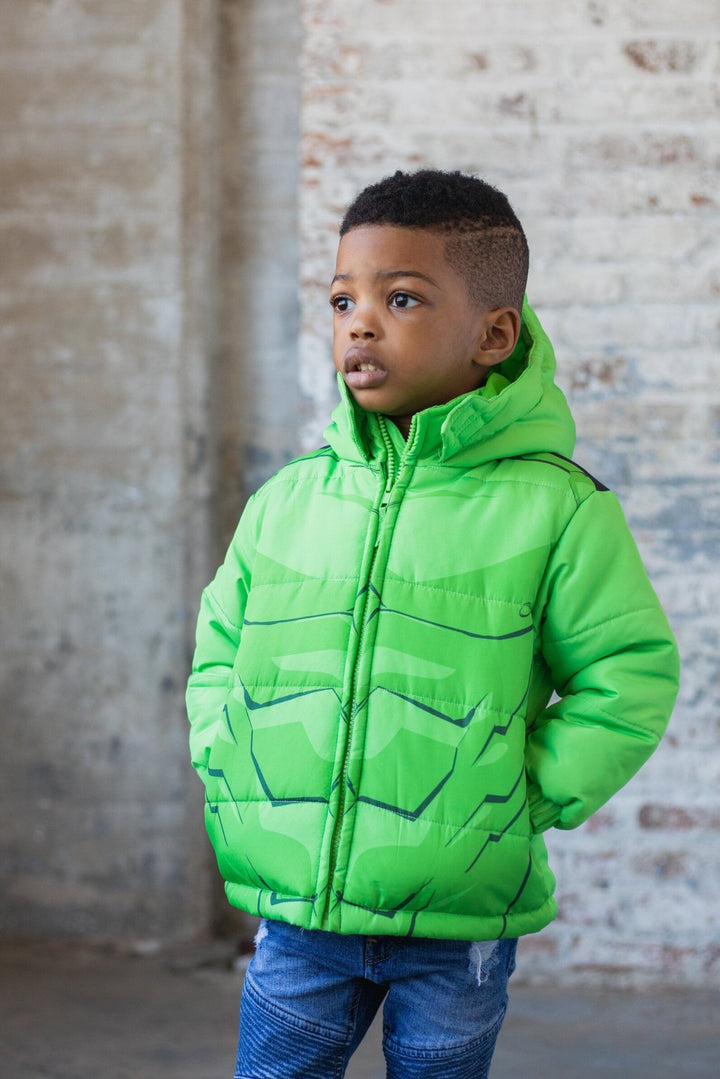 Marvel Avengers The Hulk Zip Up Winter Coat Puffer Jacket - imagikids