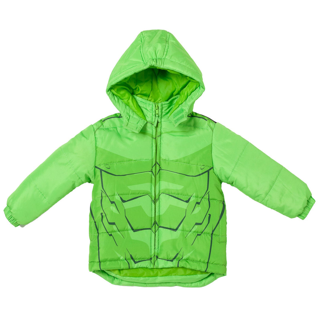 Marvel Avengers The Hulk Zip Up Winter Coat Puffer Jacket - imagikids