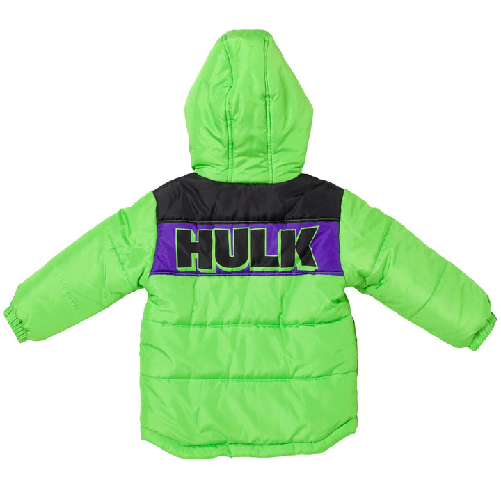 Marvel Avengers The Hulk Zip Up Winter Coat Puffer Jacket - imagikids