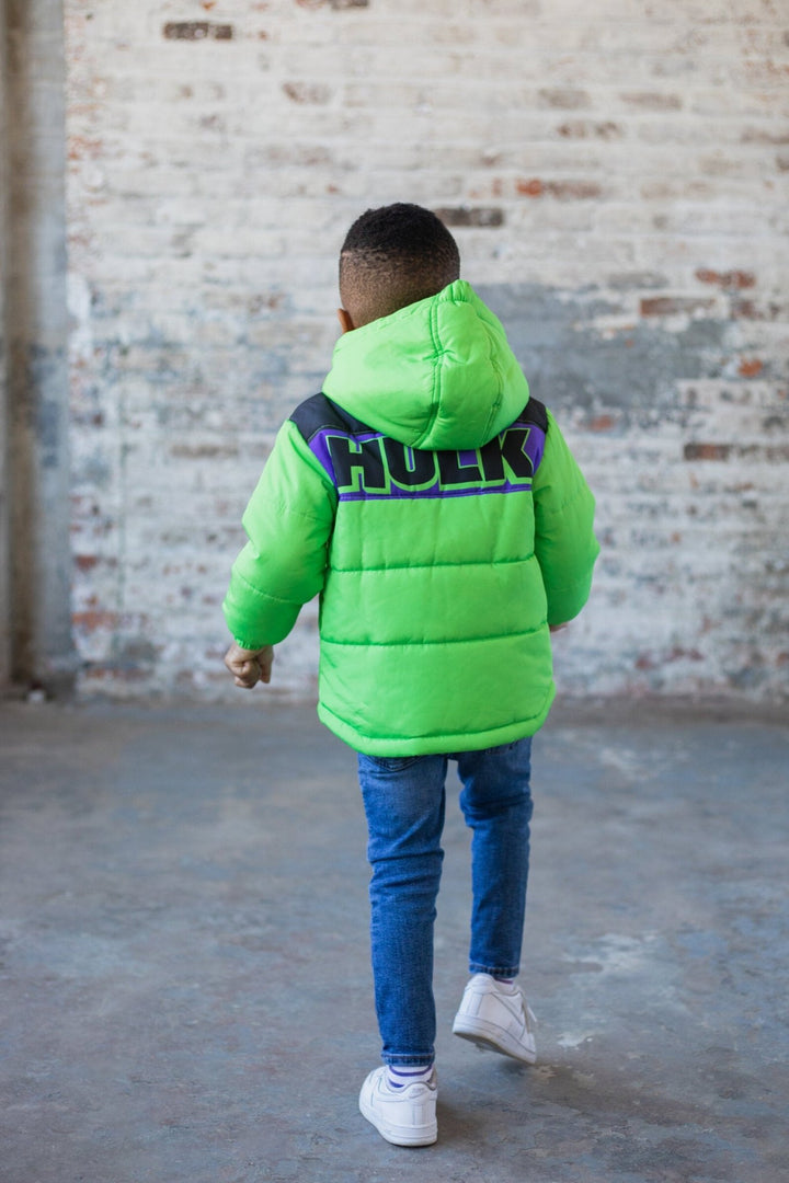 Marvel Avengers The Hulk Zip Up Winter Coat Puffer Jacket - imagikids