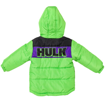 Marvel Avengers The Hulk Zip Up Winter Coat Puffer Jacket