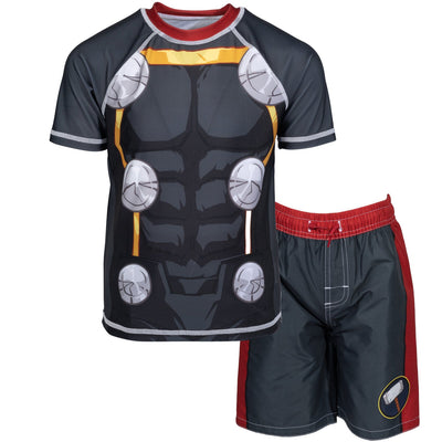 Marvel Avengers Thor Rash Guard and Swim Trunks Outfit Set - imagikids