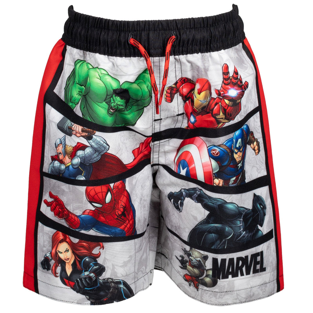 Marvel Avengers UPF 50+ Pullover Rash Guard Swim Trunks Outfit Set - imagikids