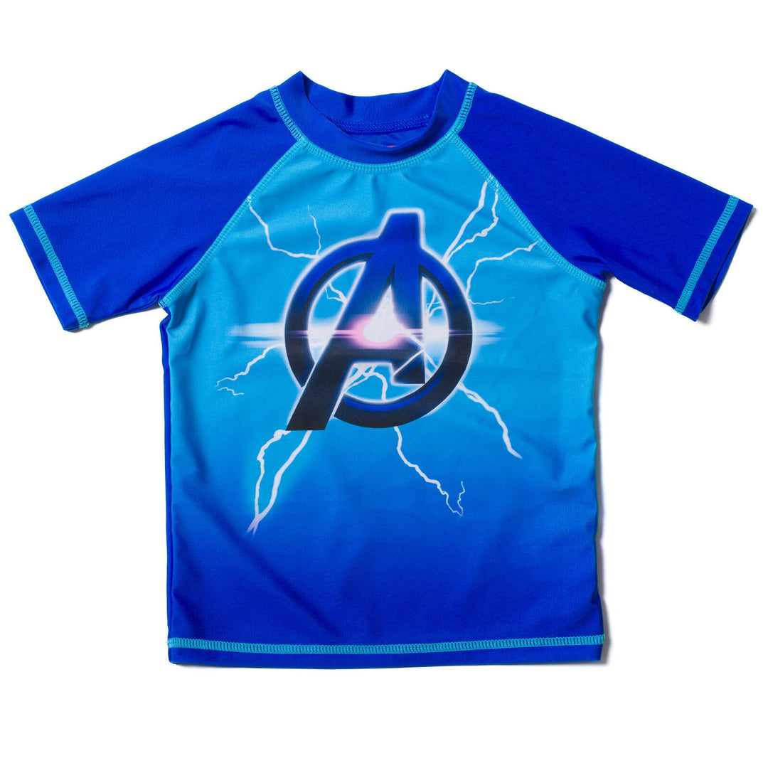 Marvel Avengers UPF 50+ Rash Guard Swim Trunks Outfit Set - imagikids