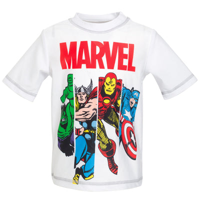 Marvel Avengers UPF 50+ Rash Guard Swim Trunks Outfit Set - imagikids