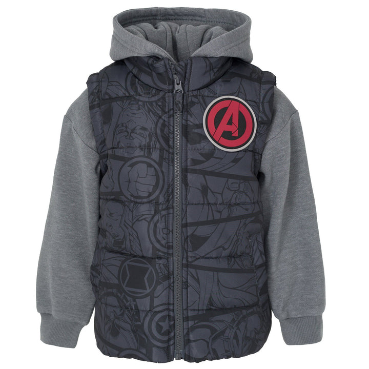 Marvel Avengers Zip Up Vest 2fer Jacket and Pullover Fleece Hoodie - imagikids