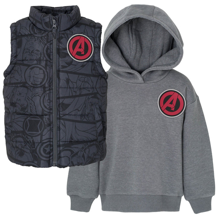 Marvel Avengers Zip Up Vest 2fer Jacket and Pullover Fleece Hoodie - imagikids