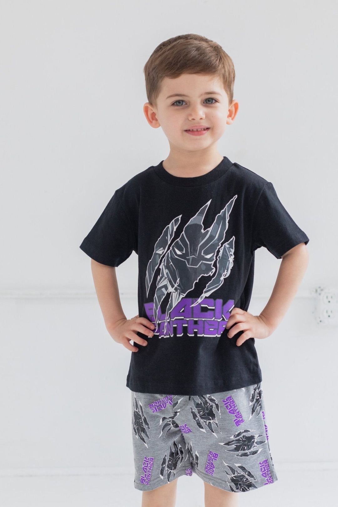 Marvel Black Panther Graphic T - Shirt & French Terry Shorts - imagikids