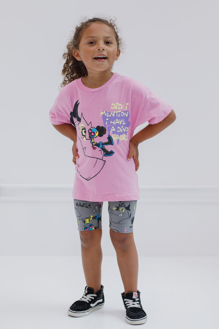 Marvel Moon Girl and Devil Dinosaur Moon Girl Oversized Drop Shoulder T - Shirt and Shorts Outfit Set - imagikids