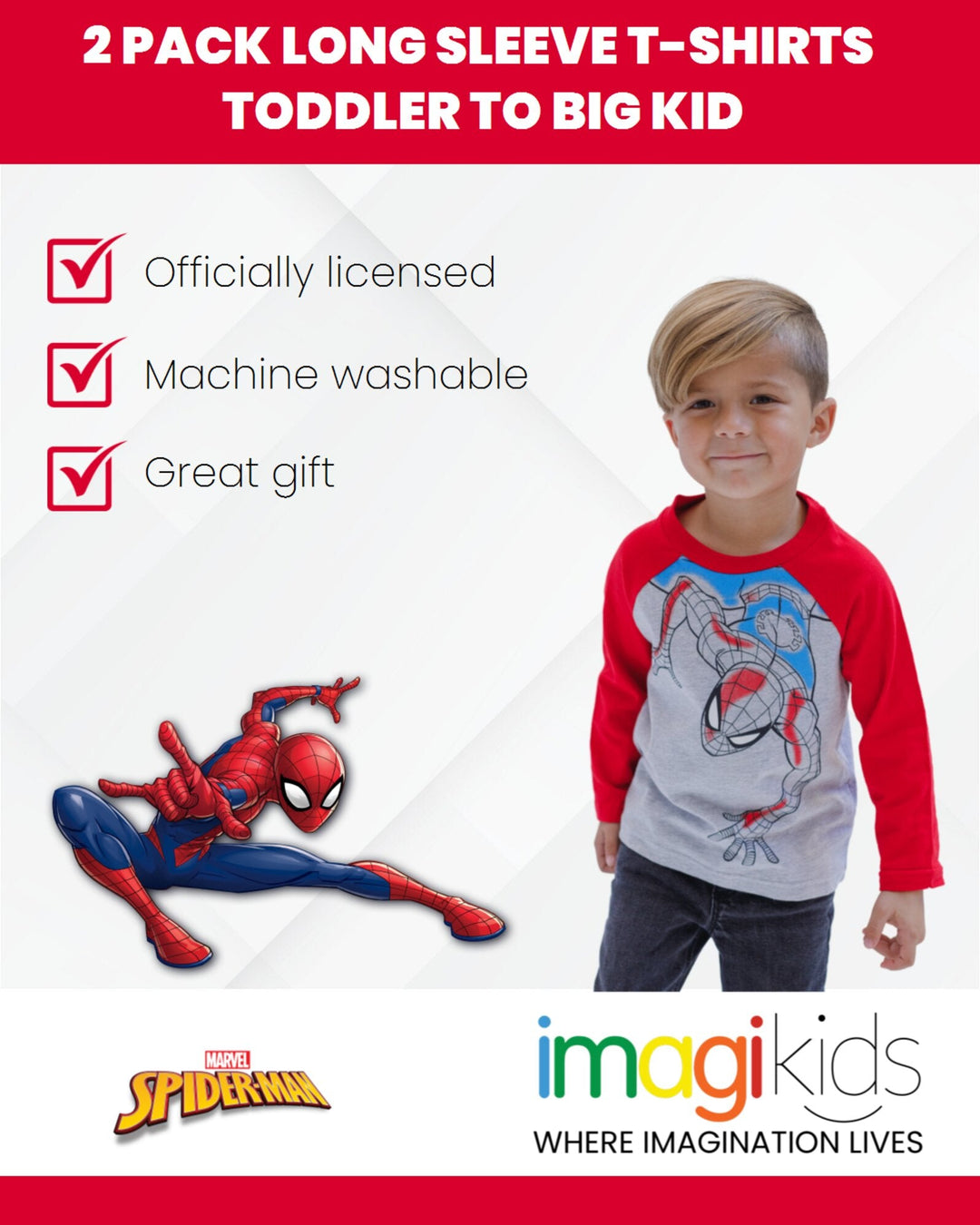 Marvel Spider - Man 2 Pack Long Sleeve T - Shirts - imagikids