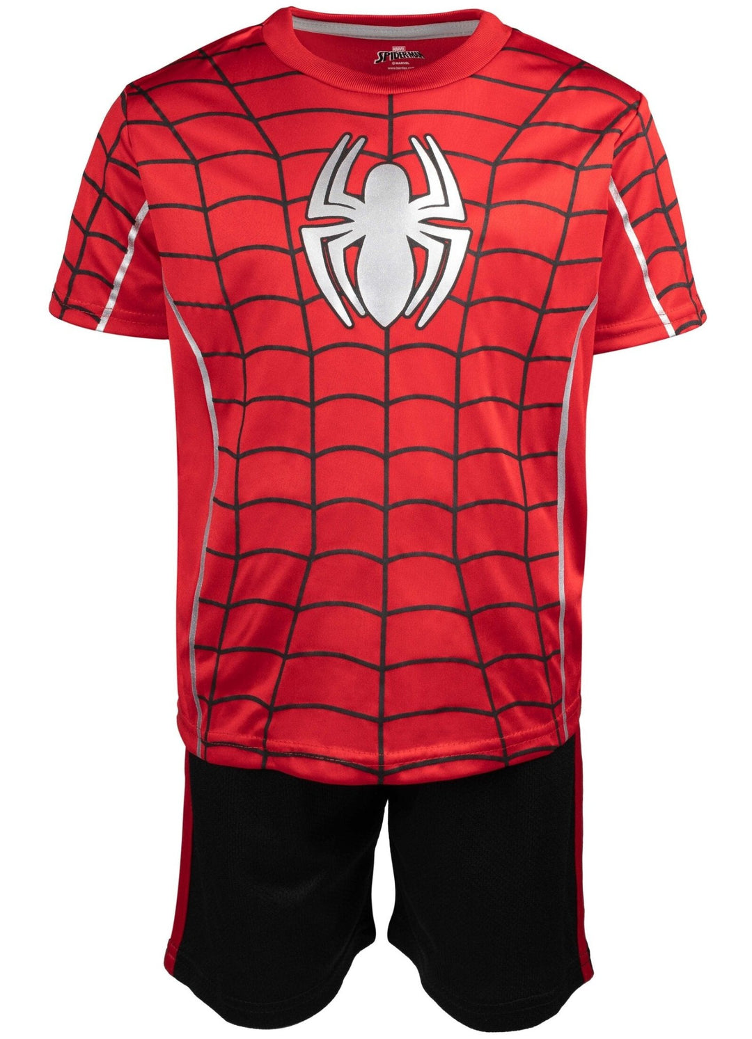 Marvel Spider - Man Athletic Pullover T - Shirt Mesh Shorts Outfit Set - imagikids