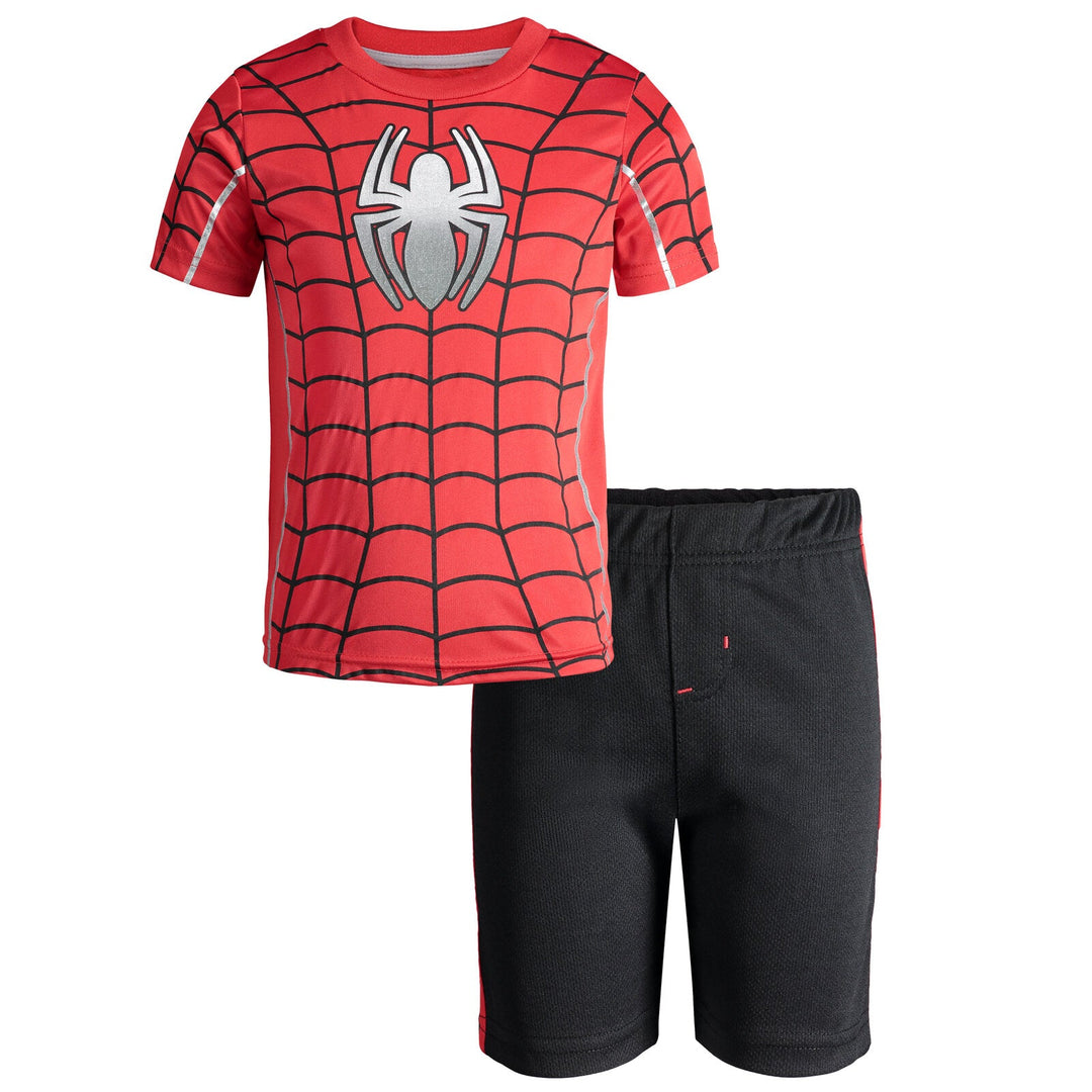 Marvel Spider - Man Athletic Pullover T - Shirt Mesh Shorts Outfit Set - imagikids