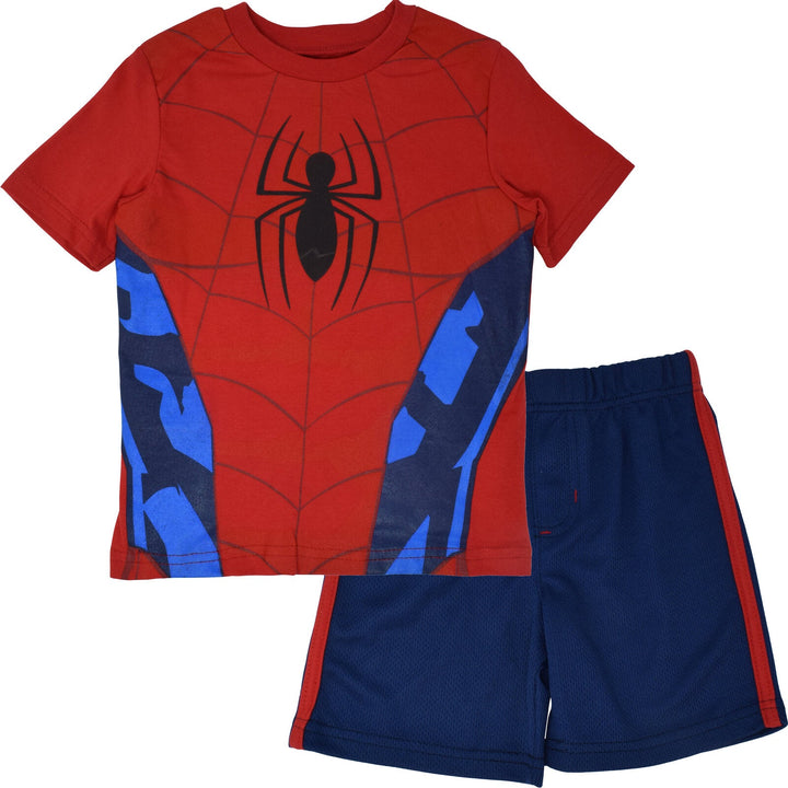 Marvel Spider - Man Avengers Avengers Cosplay T - Shirt and Mesh Shorts Outfit Set - imagikids