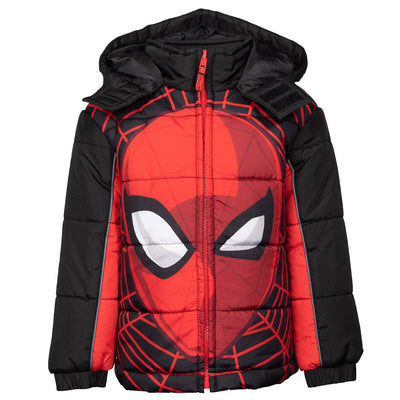 Marvel Spider - Man Avengers Spider - Man Mesh Zip Up Winter Coat Puffer Jacket - imagikids