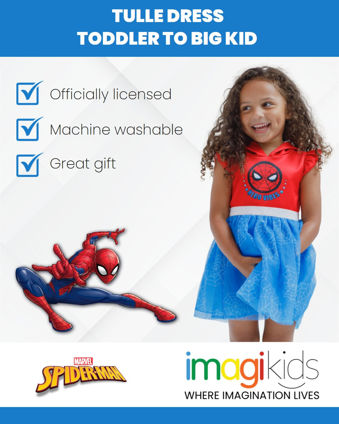 spiderman dress Marvel Spider-Man Girls Mesh Tulle Dress – imagikids
