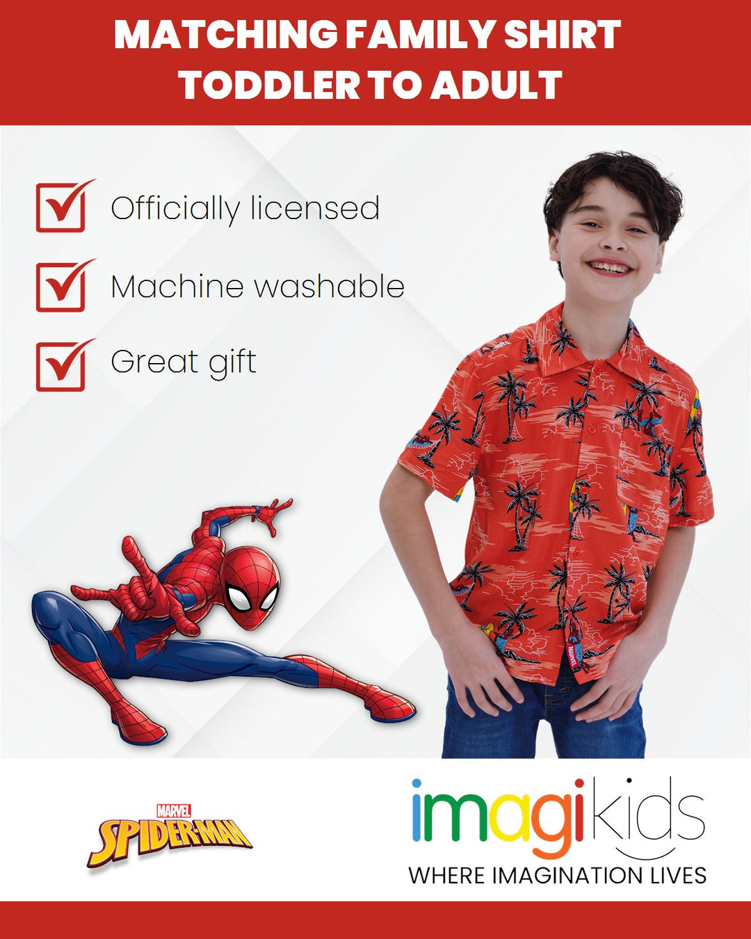 Marvel Spider - Man Matching Family Hawaiian Button Down Dress Shirt - imagikids