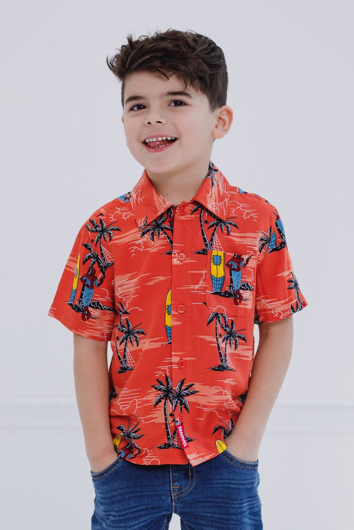 Marvel Spider - Man Matching Family Hawaiian Button Down Dress Shirt - imagikids