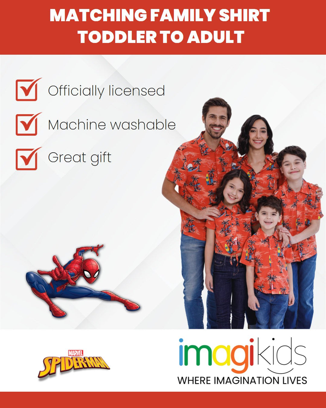 Marvel Spider - Man Matching Family Hawaiian Button Down Dress Shirt - imagikids