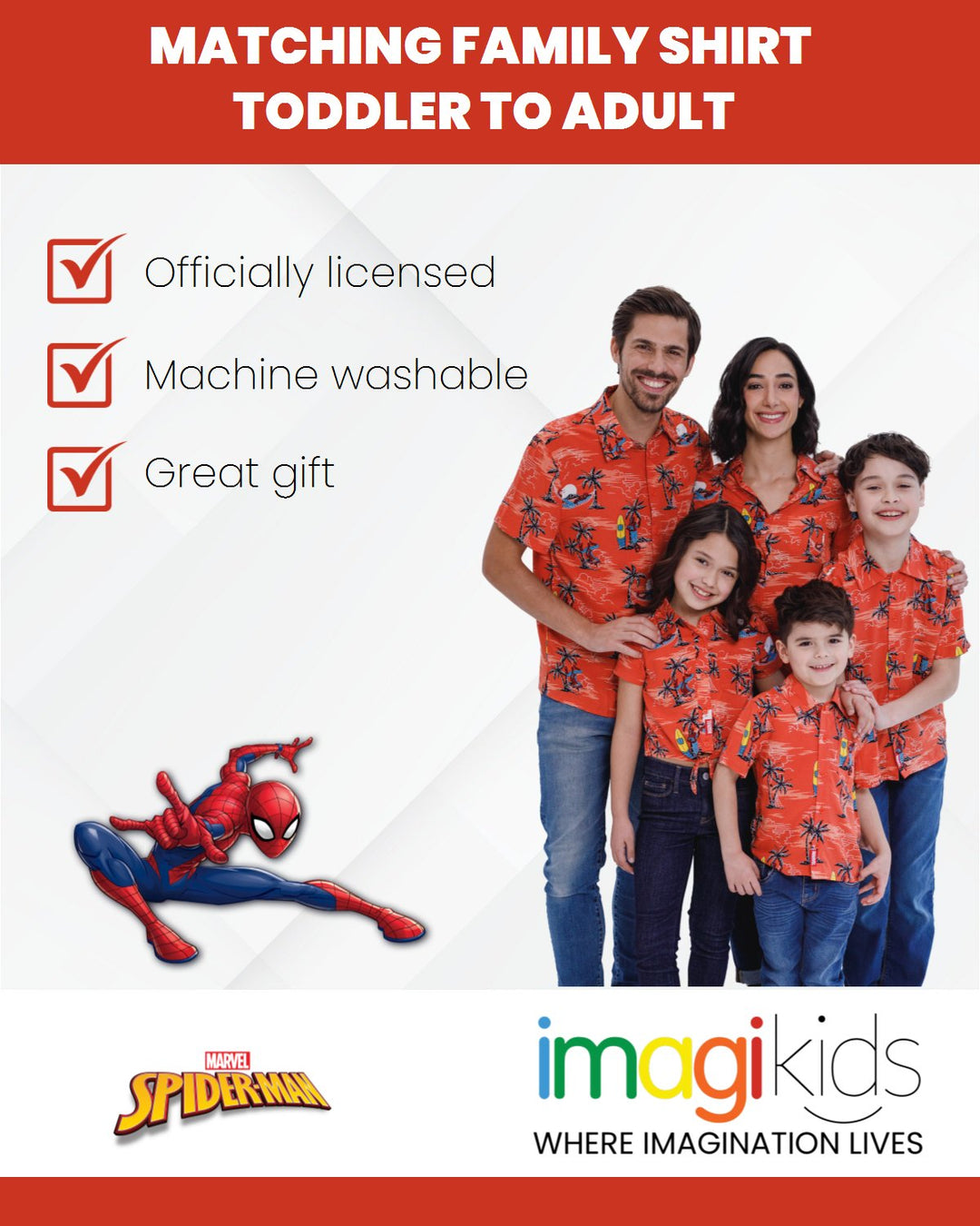 Marvel Spider - Man Matching Family Hawaiian Button Down Dress Shirt - imagikids