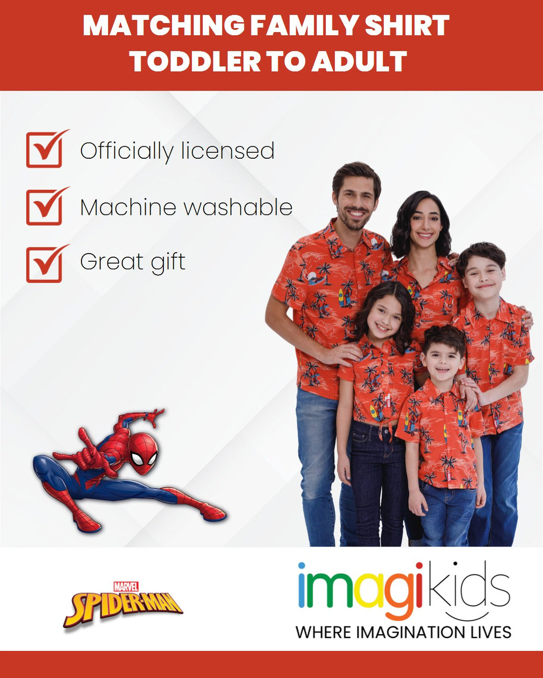 Marvel Spider - Man Matching Family Hawaiian Button Down Dress Shirt - imagikids