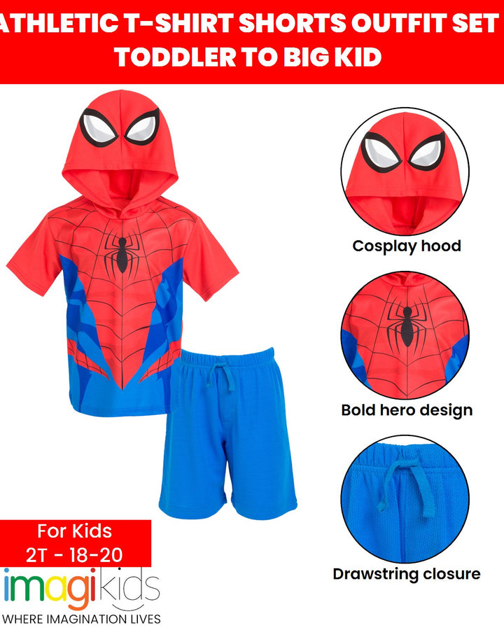 Marvel Spider - Man Mesh Athletic T - Shirt Shorts Outfit Set - imagikids