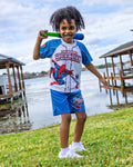 Marvel Spider-Man Mesh Baseball Jersey T-Shirt and Shorts Outfit Set Toddler to Big Kid