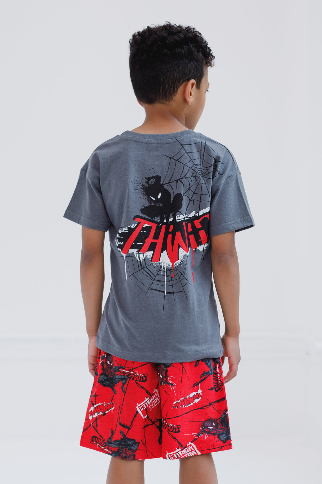 Marvel Spider-Man Miles Morales Drop Shoulder T-Shirt and French Terry Shorts Outfit Set