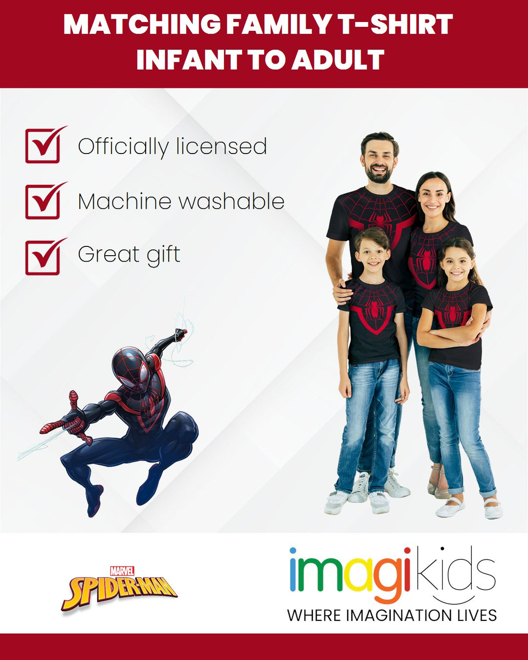 Marvel Spider - Man Miles Morales Matching Family Cosplay T - Shirt - imagikids