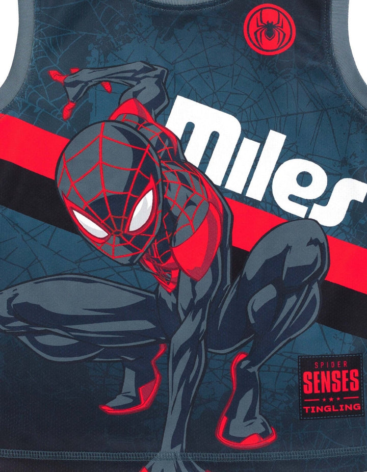 Marvel Spider - Man Miles Morales Mesh Tank Top Shirt and Shorts Outfit Set - imagikids