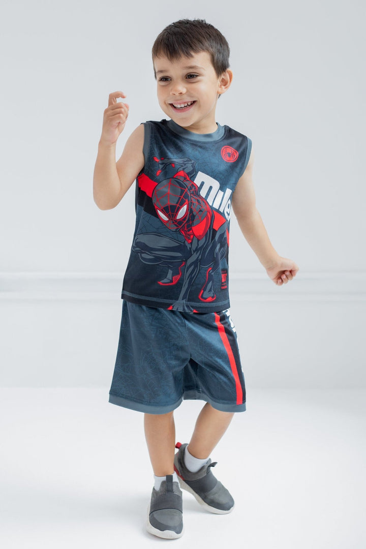 Marvel Spider - Man Miles Morales Mesh Tank Top Shirt and Shorts Outfit Set - imagikids