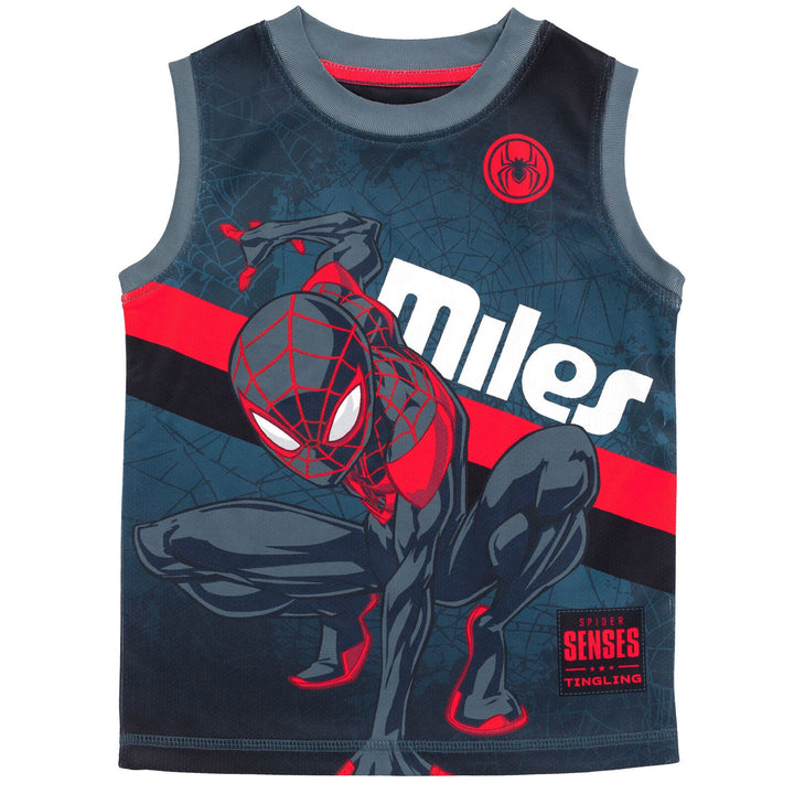 Marvel Spider - Man Miles Morales Mesh Tank Top Shirt and Shorts Outfit Set - imagikids