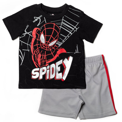 Marvel Spider - Man Miles Morales T - Shirt and Mesh Shorts Outfit Set - imagikids