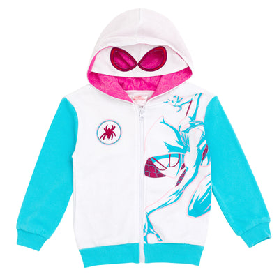 Marvel Spider-Man Spider-Gwen Fleece Zip Up Cosplay Hoodie