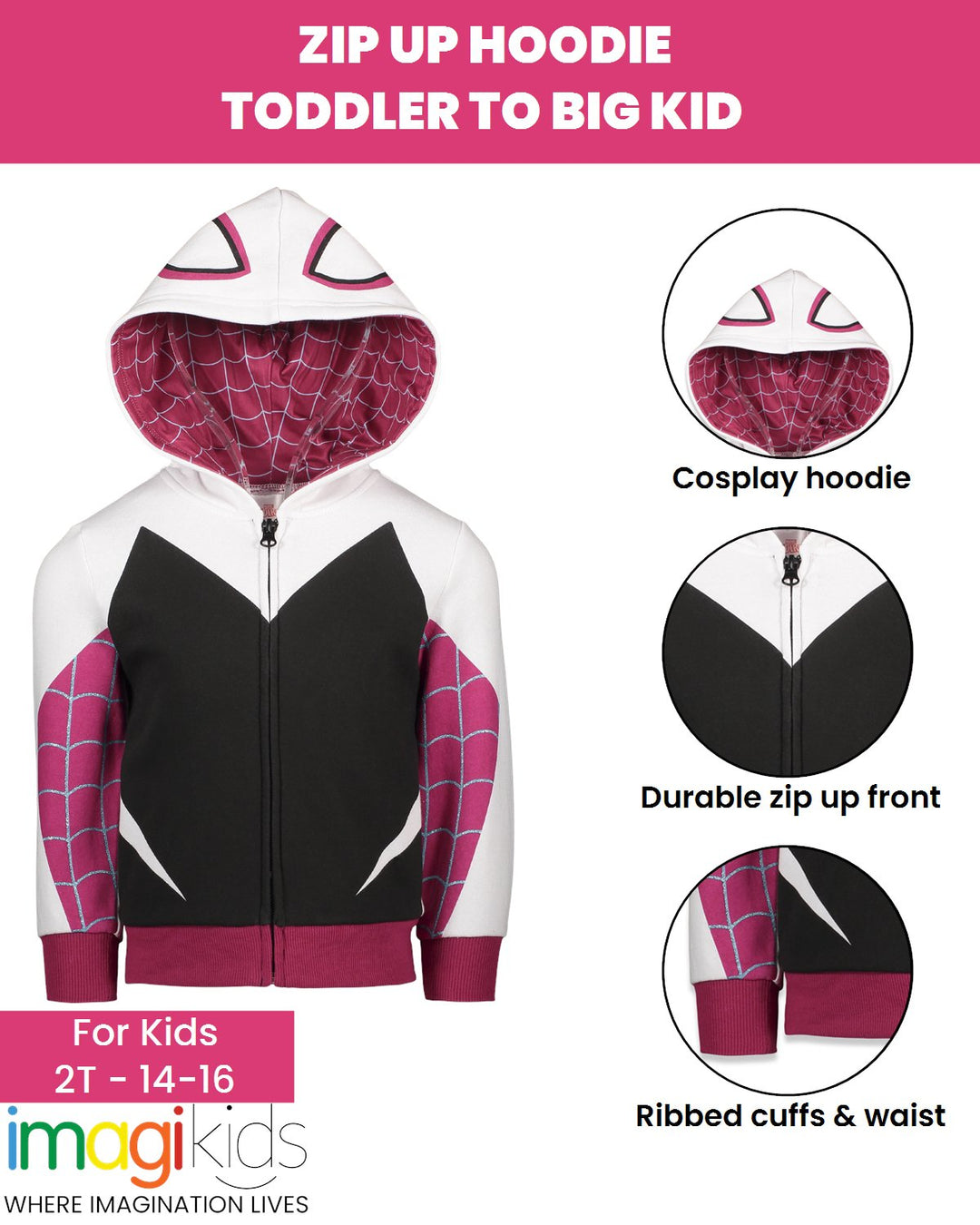 Marvel Spider - Man Spider - Gwen Fleece Zip Up Hoodie - imagikids