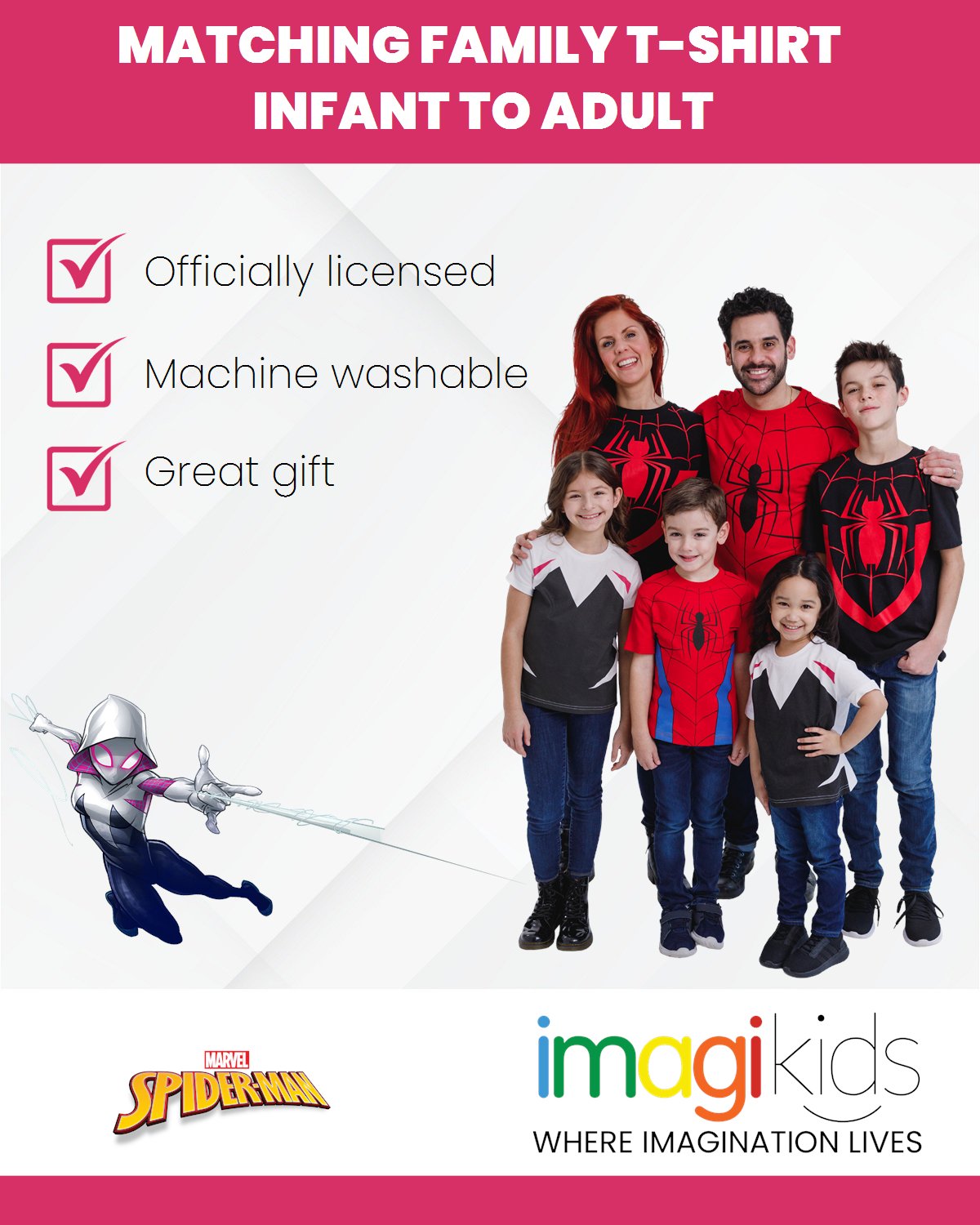 Marvel Spider - Man Spider - Gwen Matching Family Cosplay T - Shirt - imagikids