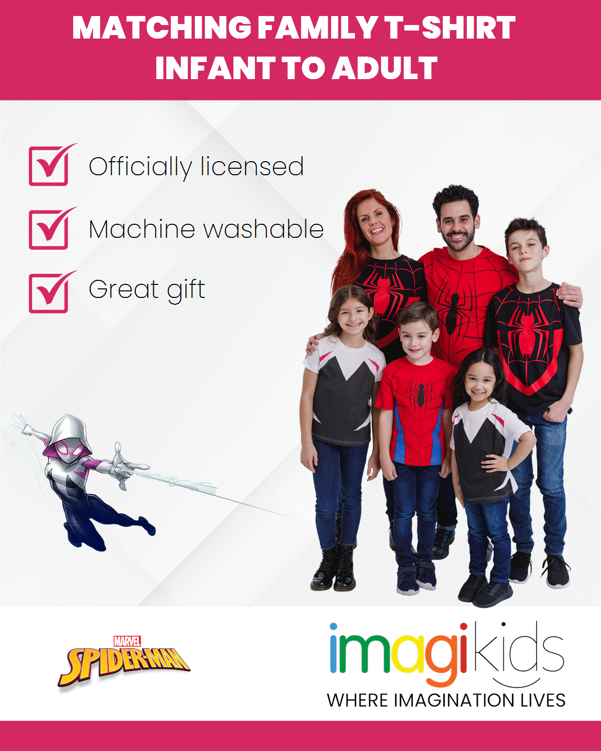 Marvel Spider-Man Spider-Gwen Matching Family Cosplay T-Shirt