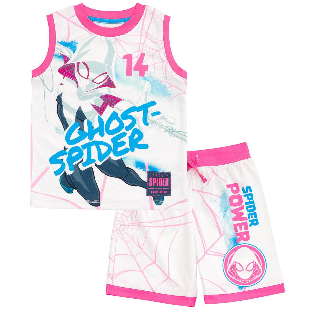 Marvel Spider - Man Spider - Gwen Tank Top and Bike Shorts Outfit Set - imagikids