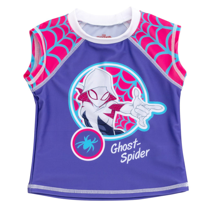 Marvel Spider - Man Spider - Gwen UPF 50+ Rash Guard Bikini Bottom Swimsuit Set - imagikids