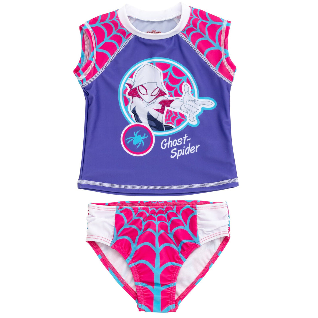 Marvel Spider - Man Spider - Gwen UPF 50+ Rash Guard Bikini Bottom Swimsuit Set - imagikids