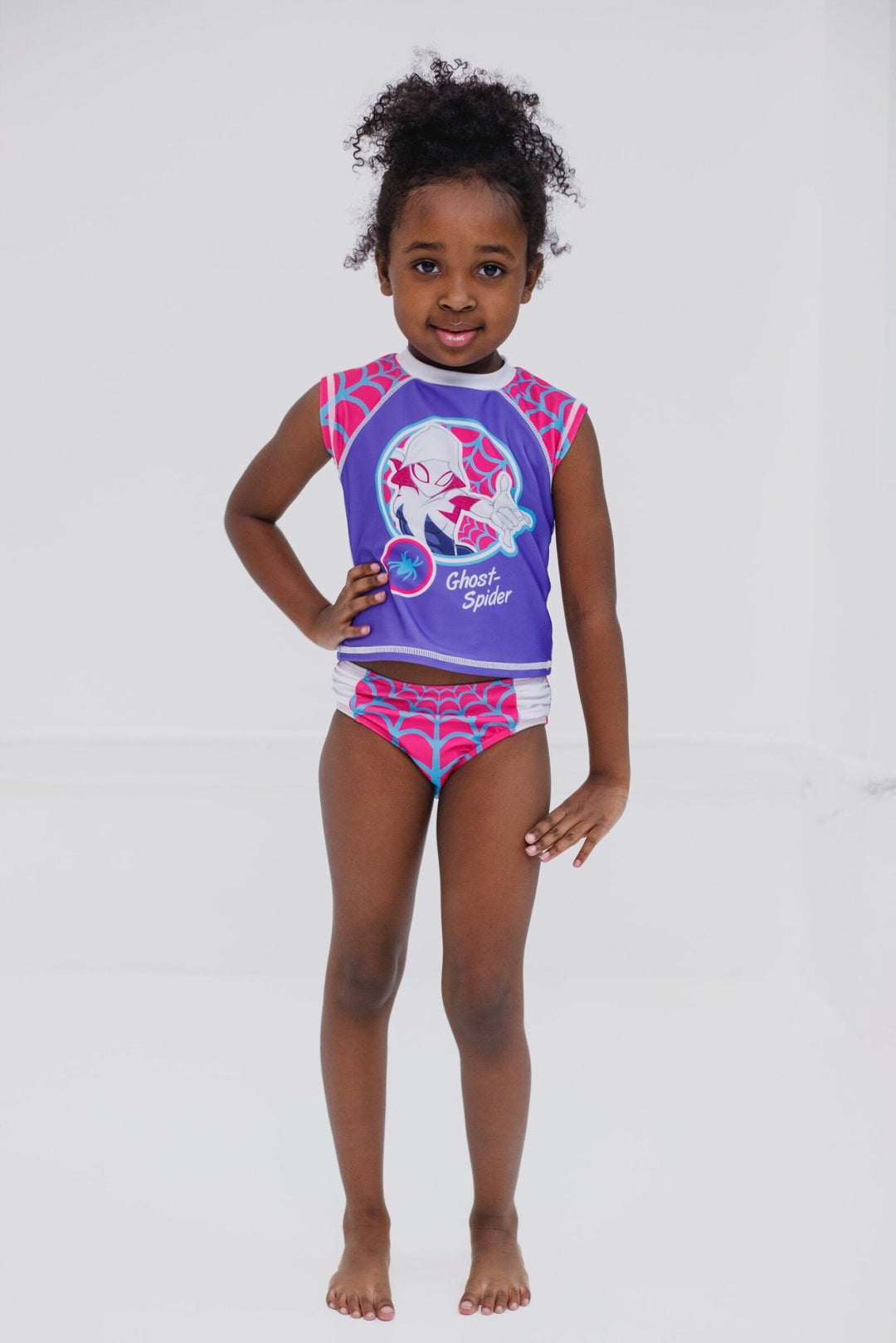 Marvel Spider - Man Spider - Gwen UPF 50+ Rash Guard Bikini Bottom Swimsuit Set - imagikids