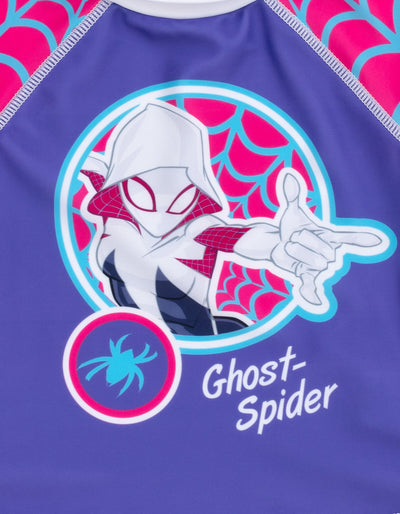 Marvel Spider-Man Spider-Gwen UPF 50+ Rash Guard Bikini Bottom Swimsuit Set