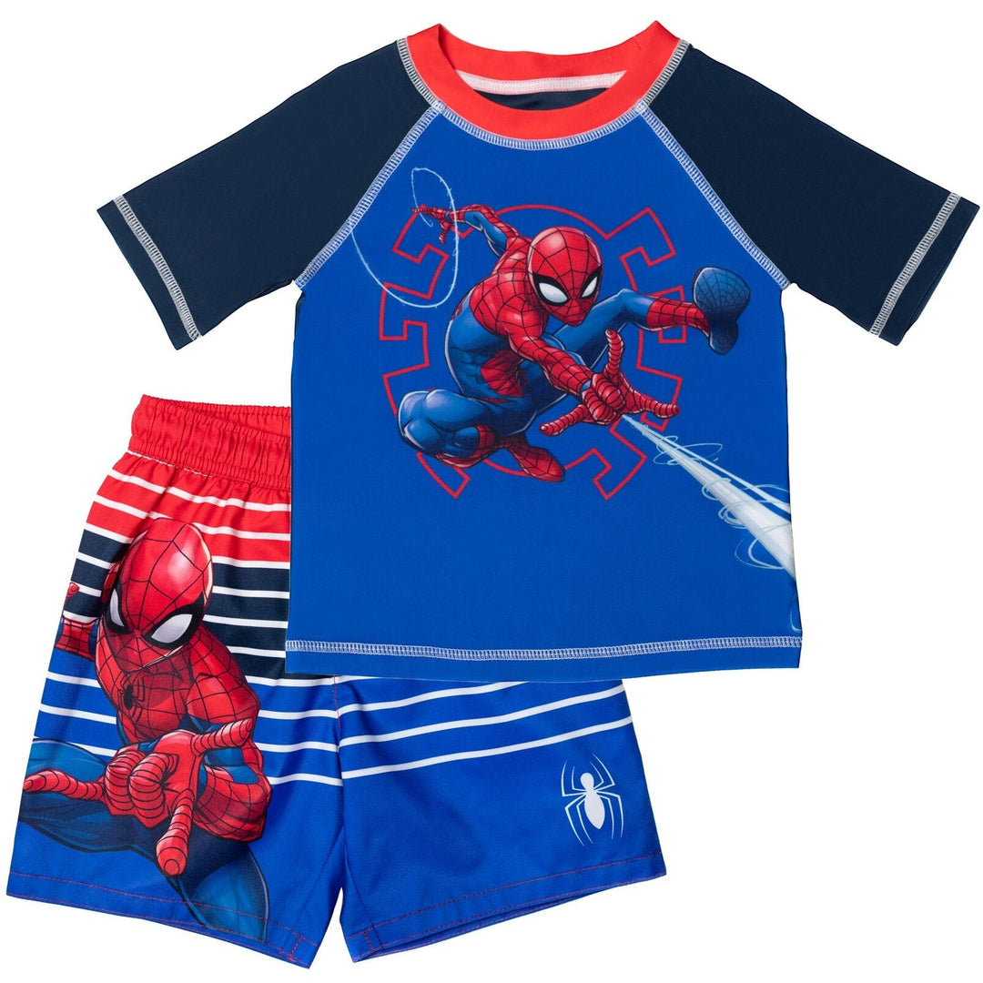 Marvel Spider - Man Toddler Boys Rash Guard and Swim Trunks Outfit Set - imagikids