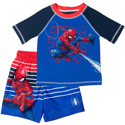 Marvel Spider-Man Toddler Boys Rash Guard and Swim Trunks Outfit Set