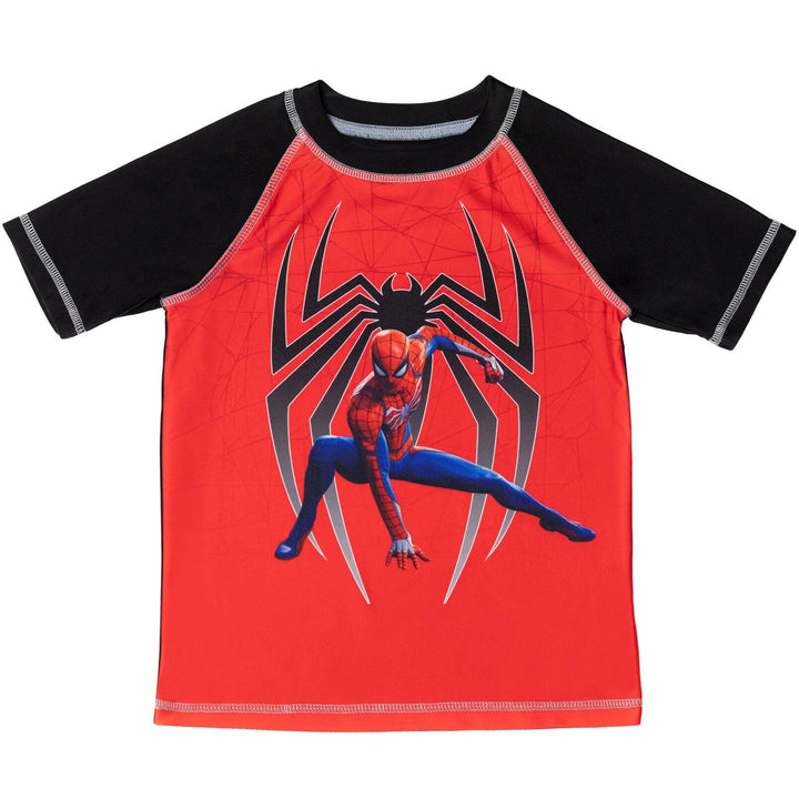 Marvel Spider - Man UPF 50+ Rash Guard Swim Trunks Outfit Set - imagikids