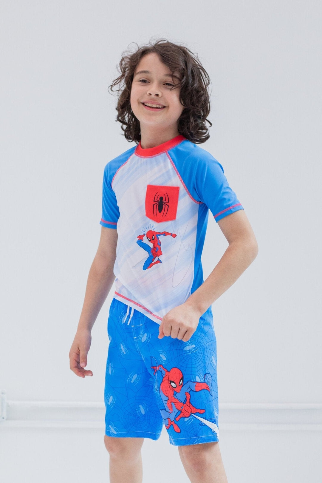 Marvel Spider - Man UPF 50+ Rash Guard Swim Trunks Outfit Set - imagikids