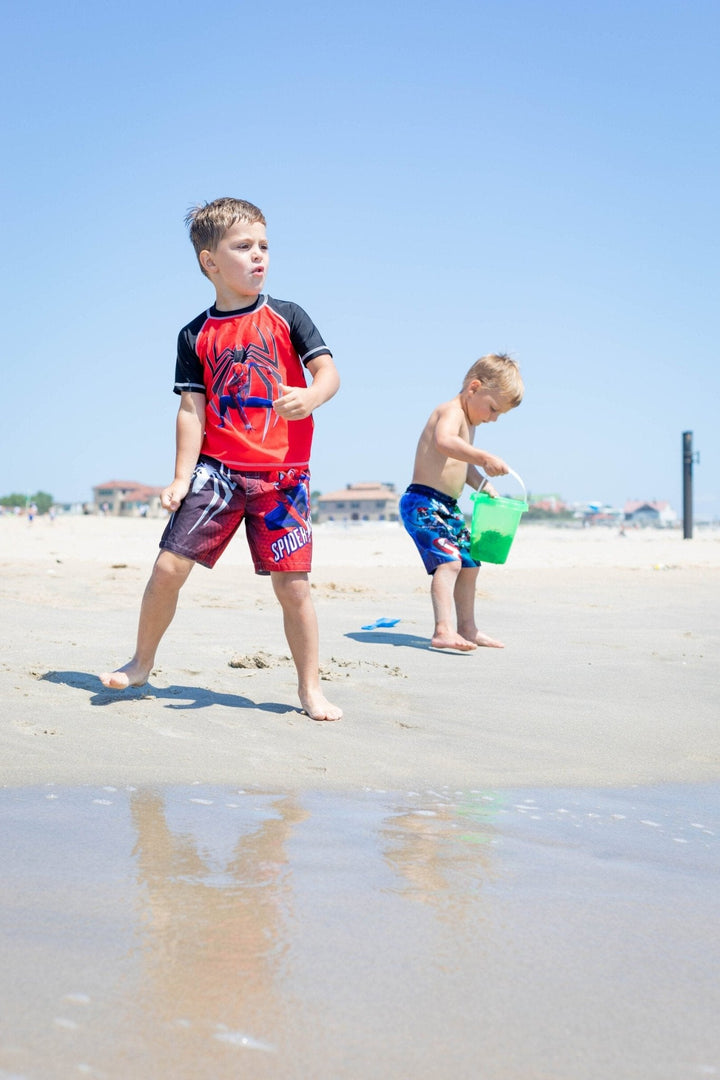 Marvel Spider - Man UPF 50+ Rash Guard Swim Trunks Outfit Set - imagikids