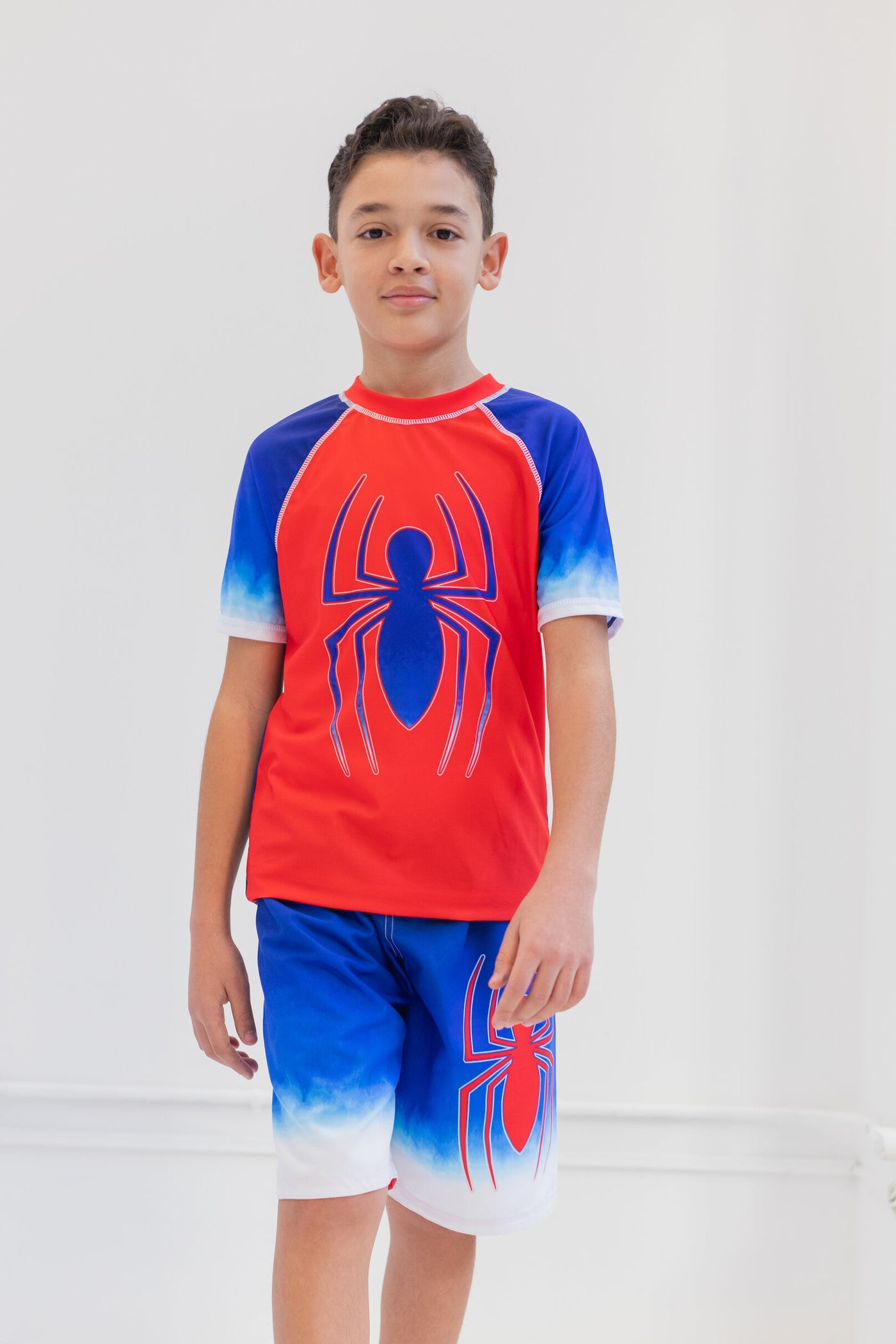 Marvel Spider-Man UPF 50+ Rash Guard Swim Trunks Outfit Set