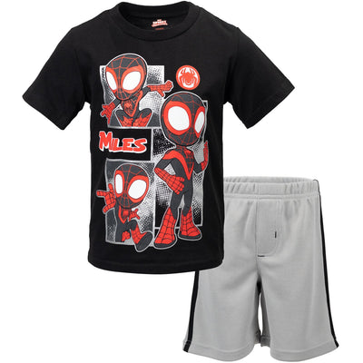 Marvel Spidey and His Amazing Friends Miles Morales T - Shirt and Mesh Shorts Outfit Set - imagikids
