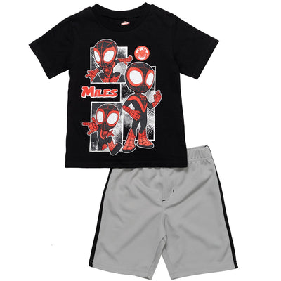 Marvel Spidey and His Amazing Friends Miles Morales T - Shirt and Mesh Shorts Outfit Set - imagikids